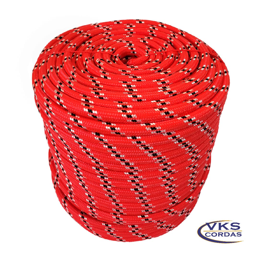 Corda Polipropileno Soft 16mm Vermelho Rajada Tradicional - 50m