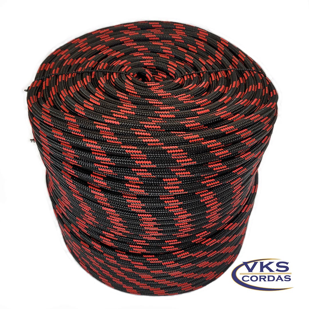 Corda Trançada Soft 6mm Preto Rajada Individual - 100m