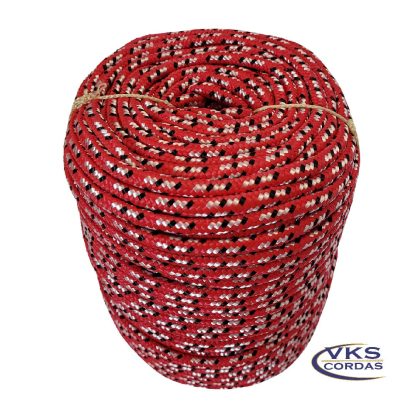 Corda Náutica Trançada 10mm Vermelho Rajada Especial - 75m