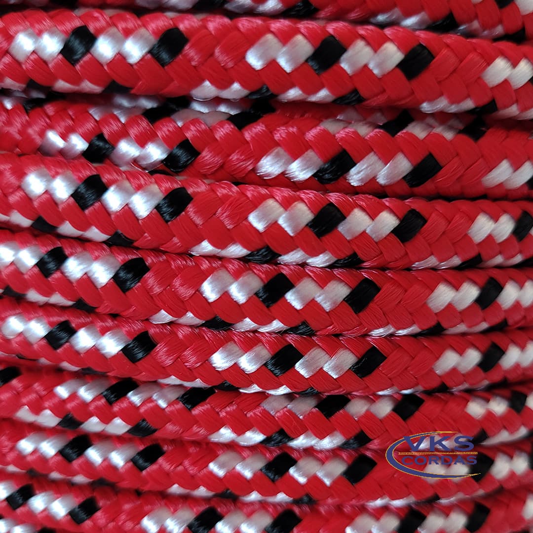 Corda Náutica Trançada 8mm Vermelho Rajada Especial - 100m - Image 4