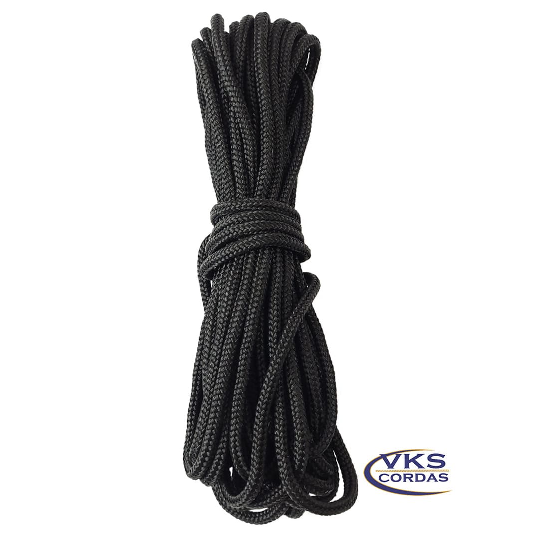 Corda Trançada Náutica Polipropileno 5mm Preto - 90m