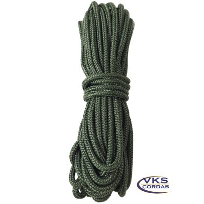 Corda Náutica Polipropileno Trançada 8mm Verde Militar - 10m