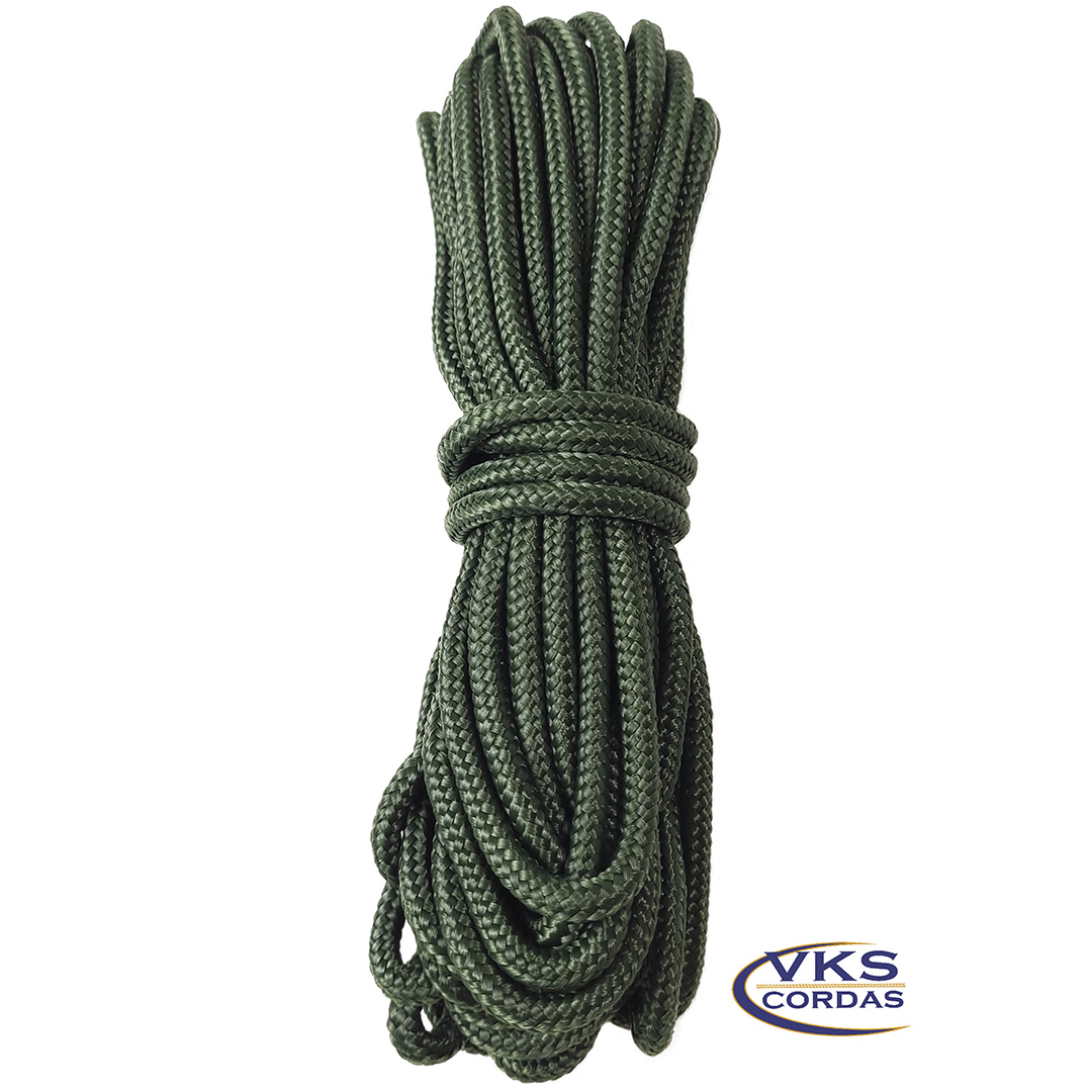 Corda Trançada Náutica Polipropileno 10mm Verde Militar - 40m