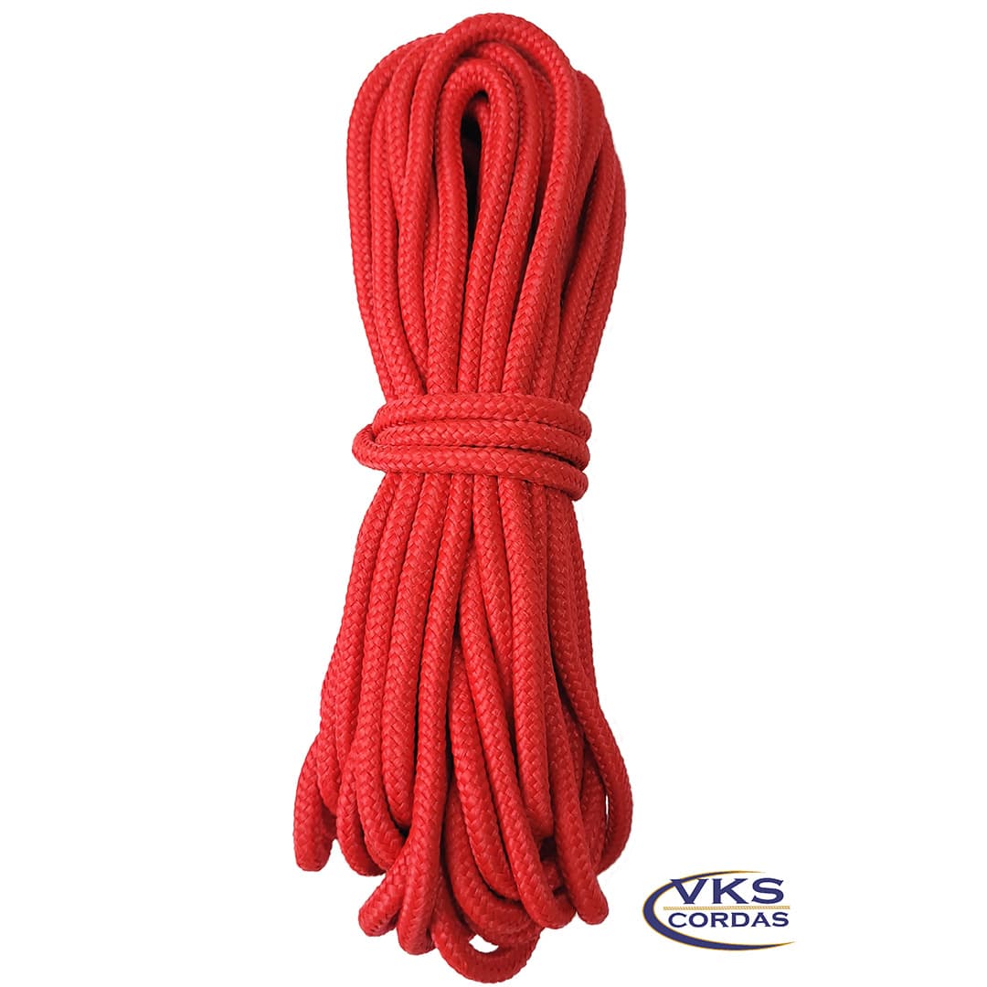 Corda Náutica Polipropileno Trançada 3mm Vermelho - 10m