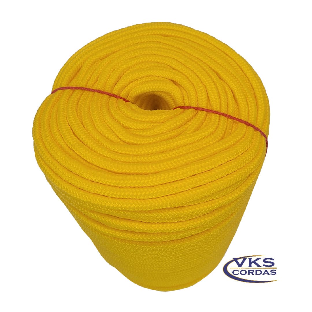 Corda Náutica Trançada Polipropileno 8mm Amarelo - 100m