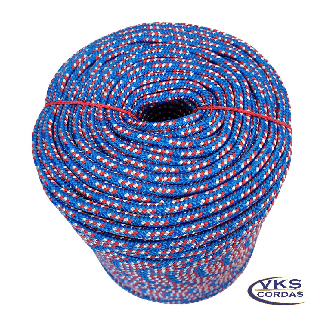 Corda Náutica Trançada 8mm Azul Rajada Especial - 100m