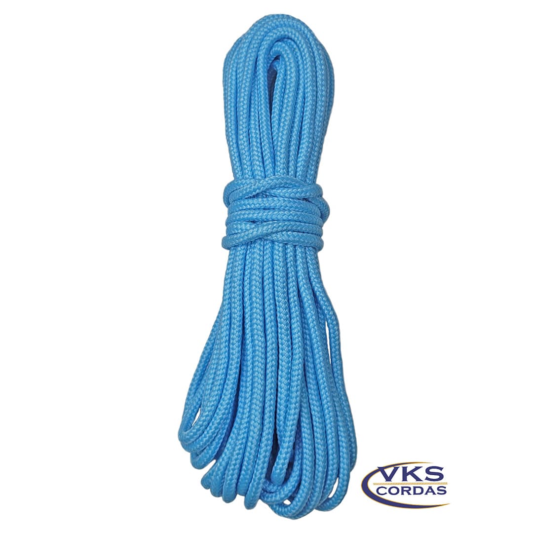 Corda Trançada Náutica Polipropileno 5mm Azul Bebê - 90m