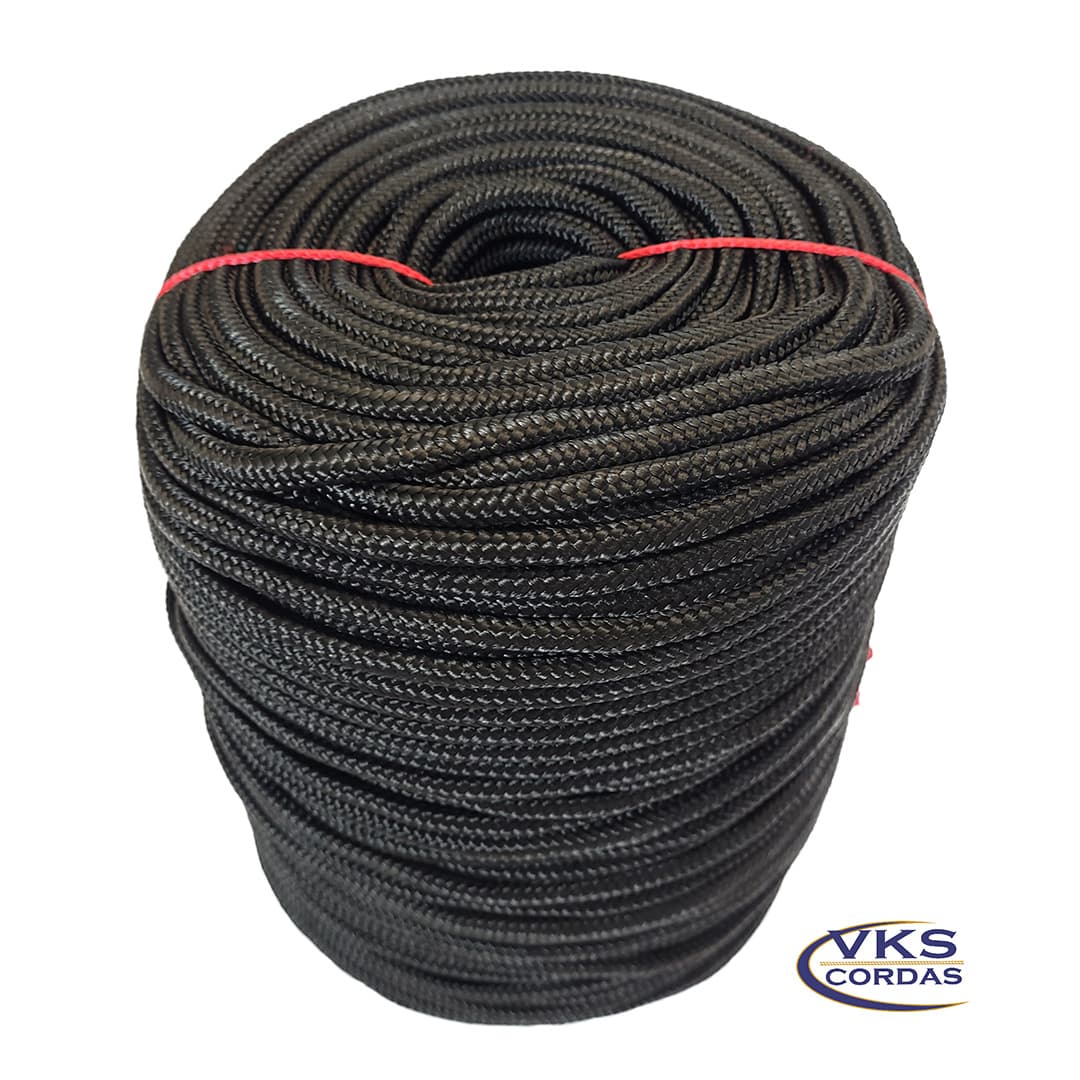 Corda Náutica Polipropileno Trançada 6mm Preto - 150m