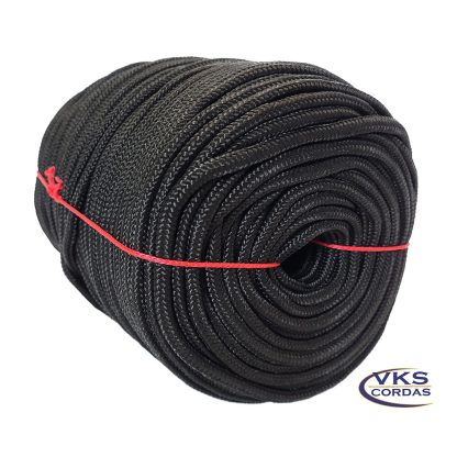 Corda Trançada Náutica Polipropileno 10mm Preto - 40m