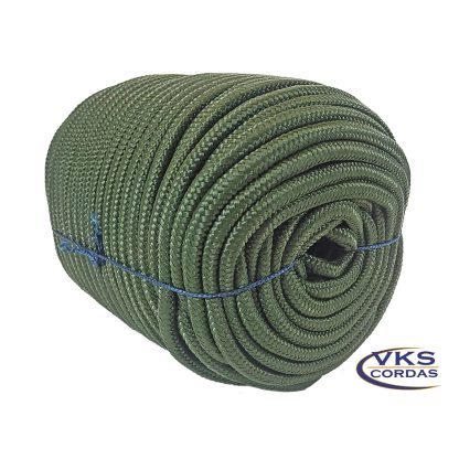 Corda Náutica Polipropileno Redonda 8mm Verde Militar - 50m
