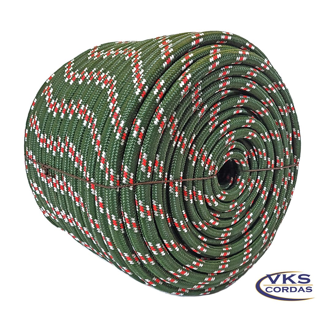 Corda Trançada Soft 14mm Verde Militar Rajada Tradicional - 110m - Image 3