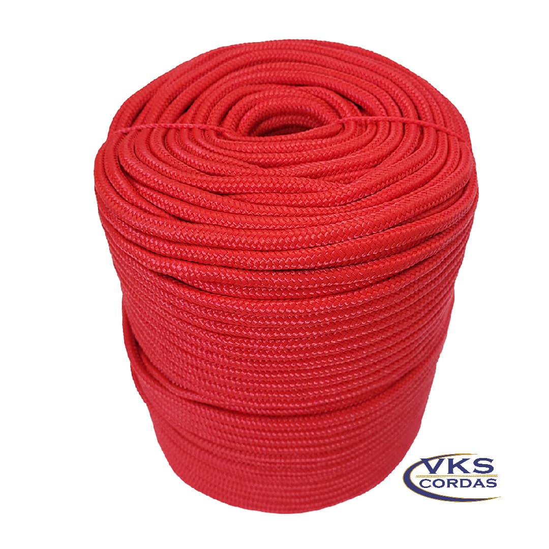 Corda Náutica Polipropileno Trançada 6mm Vermelho - 140m