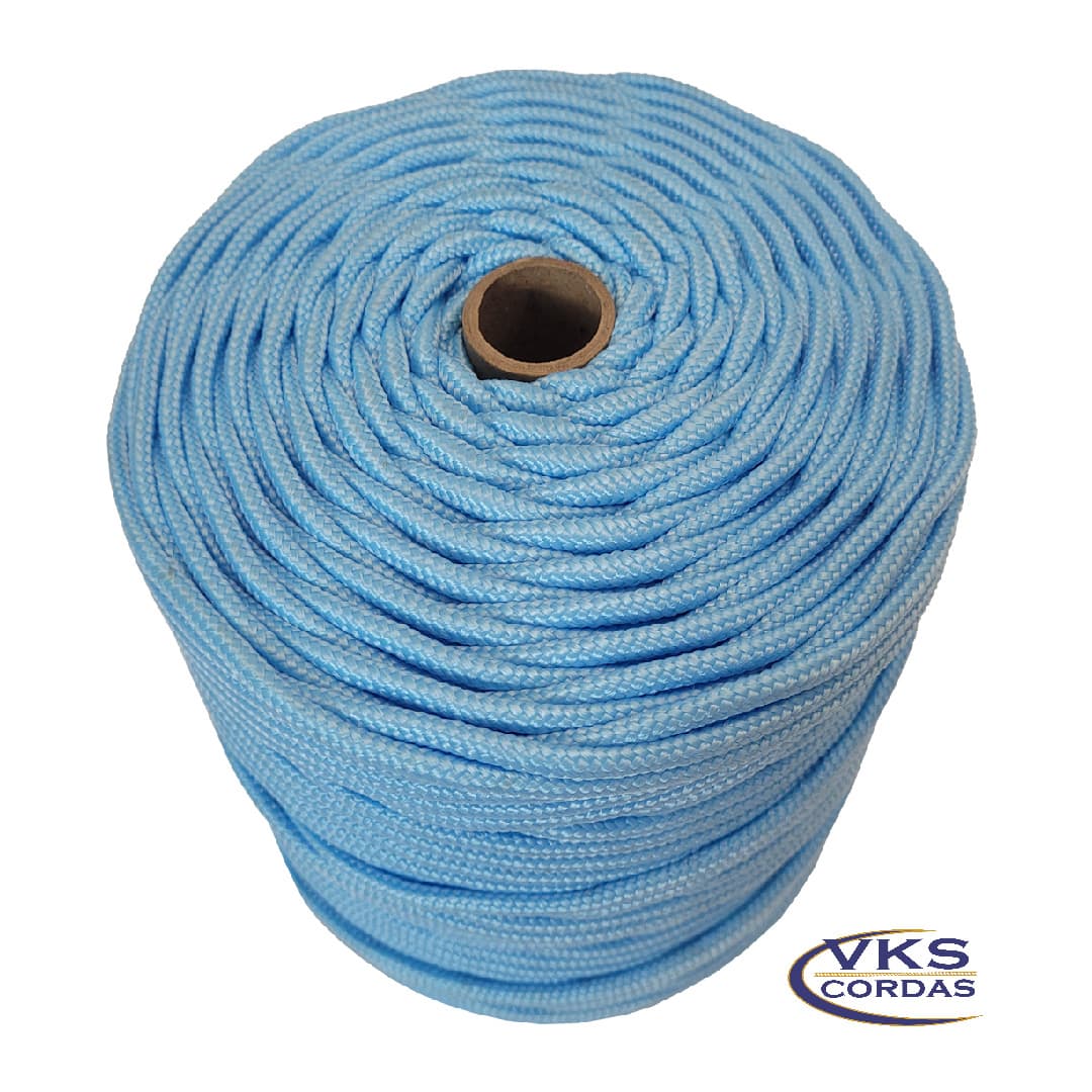 Corda Náutica Redonda Trançada 4mm Azul Bebê - 150m